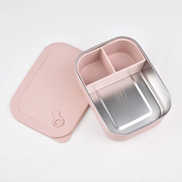 RVS lunchbox met 3 vakken in kaneel