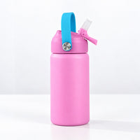 RVS drinkfles roze met open rietje