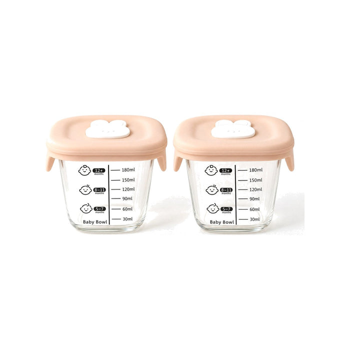 Glazen babyvoedingspotjes met siliconen deksel (set van 2)