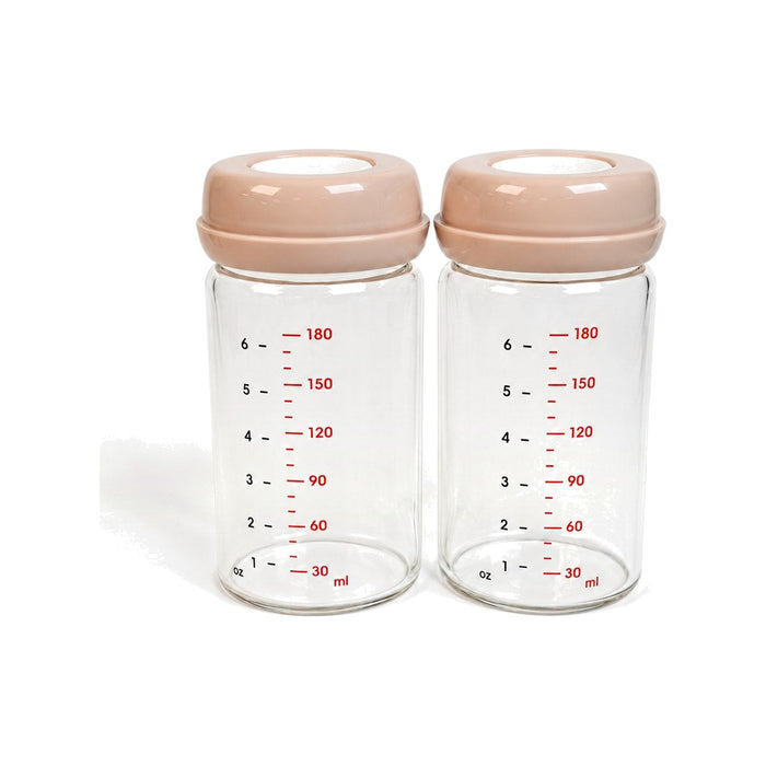 Glazen moedermelk bewaarflesjes (set van 2, 180 ml)