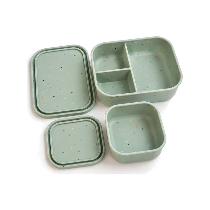 Terrazzo lunchbox met vakken en bakje (set van 2)