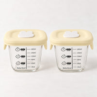Glazen babyvoedingspotjes met lichtgeel siliconen deksel, 180 ml