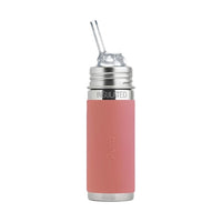 Pura thermos rietjesfles 260 ml met roze Rose sleeve