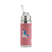 Pura thermos rietjesfles 260 ml met roze Unicorn sleeve